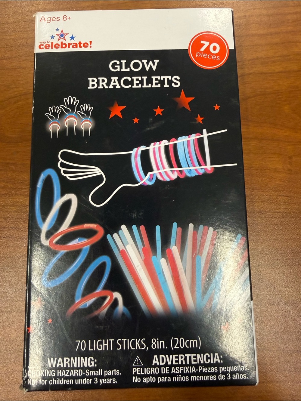 NWT Way to Celebrate! Red white blue Glow Bracelets  70 Pieces USA Patriotic